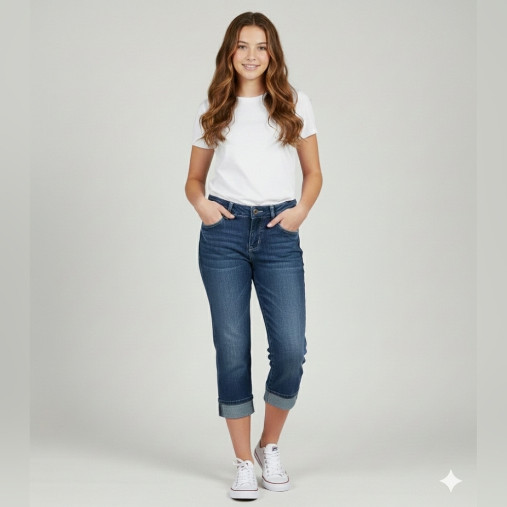 Ultimate Denim Juniors NWT Medium Wash Cropped Straight Leg Jeans Size 5